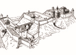 Реконструкция облика замка Феллин в ливонские времена.