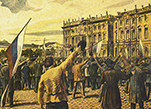 Плакат: Площадь перед Зимним дворцом в Санкт-Петербурге 2 августа 1914 г. в день обнародования манифеста об объявлении войны