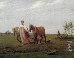 Венецианов Алексей Гаврилович (1780-1847). На пашне. Весна