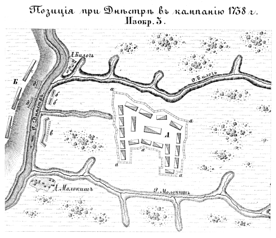 Полевые и временные укрепления. Изобр.3. Позиция при Днестре в кампанию 1738 года