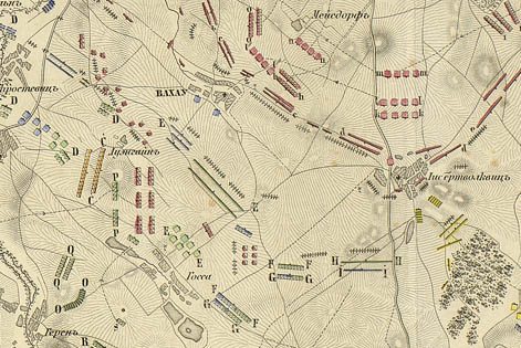 План сражения при Вахау 4 октября 1813 года