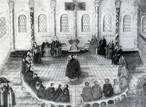 Заседание Земского Собора 1613 года. Из рукописи «Избрание на царство М.Ф. Романова». 1673 год