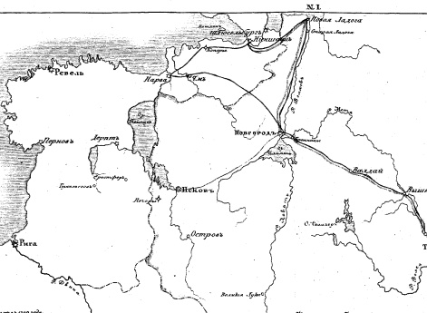 Карта походов 1700, 1703 и 1704 годов.