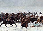Атака русской кавалерии на турецкий обоз. 1877 год.