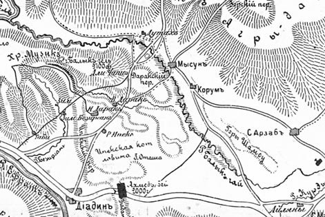 Мусун. Схема боевых действий 21-22 июня 1877 года во время русско-турецкой войны