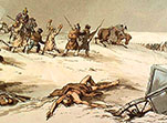 Русские казаки перехватывают отступающую из Москвы Великую армию в 1812 году.