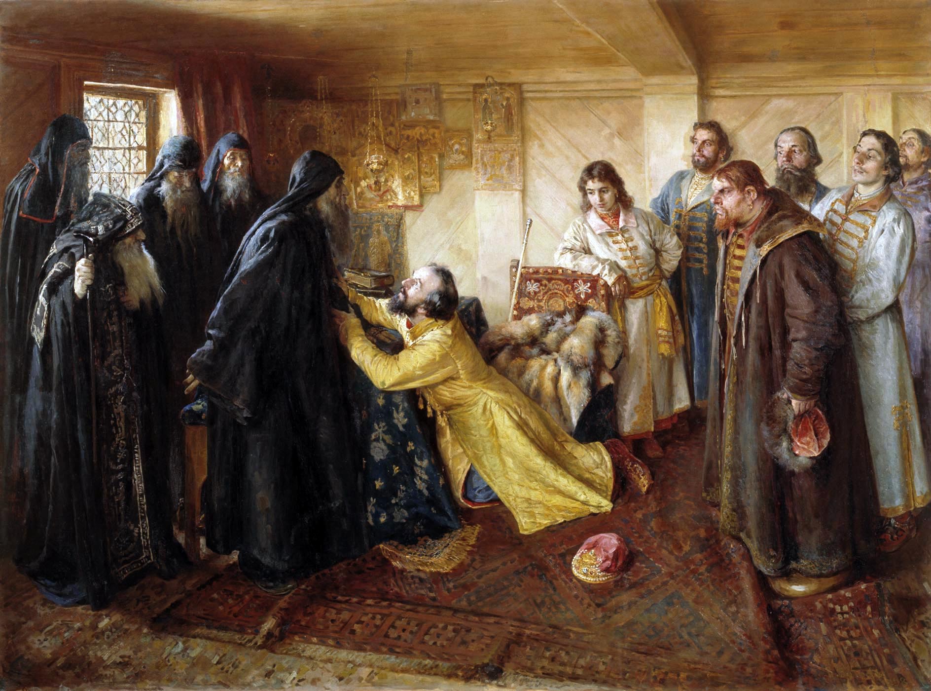 Царь Иван Грозный просит игумена Кирилла (Кирилло-Белозерского монастыря) благословить его в монахи